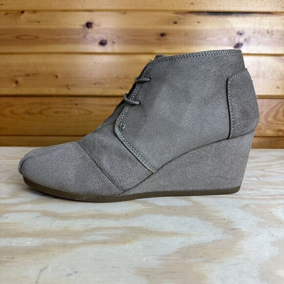 Toms Kala Chukka Wedge Boots. Size 11  Brown Leather. Lace Up - Picture 1 of 5